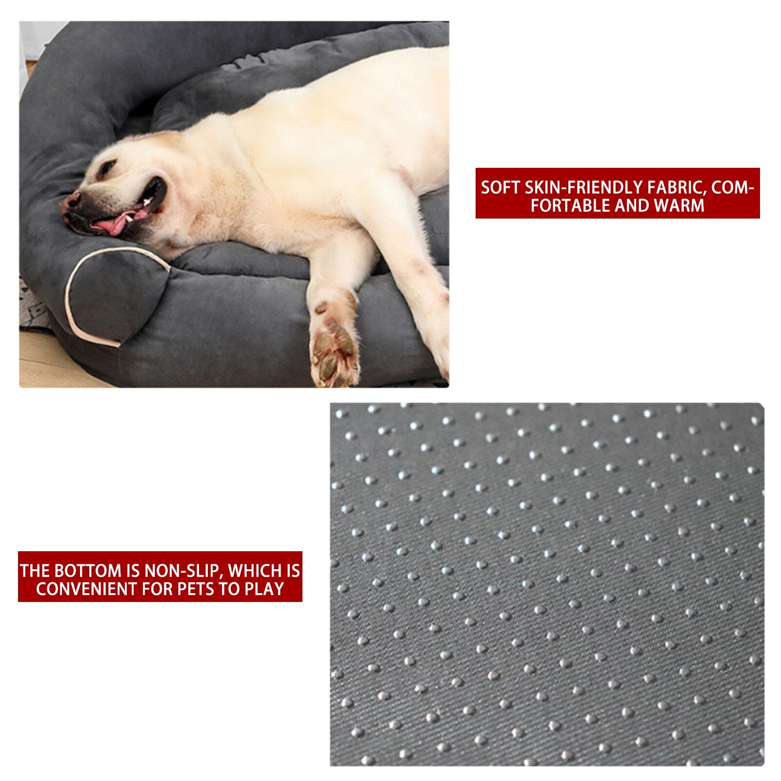 Orthopedic Dog Sofa Bed Washable and Non-Slip Dog Pet Lounge Sofa Sleeping Bed Pet Cushion 4 Sizes Gray Pets Couch Beds for Diff