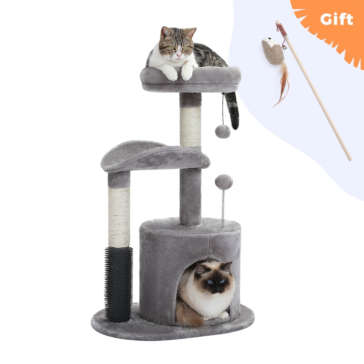 32" Flower Cat Tree Tower with Cat Scratching Posts Perch for Indoor Small Cats, Purple