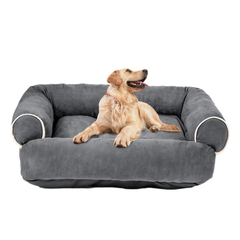 Orthopedic Dog Sofa Bed Washable and Non-Slip Dog Pet Lounge Sofa Sleeping Bed Pet Cushion 4 Sizes Gray Pets Couch Beds for Diff