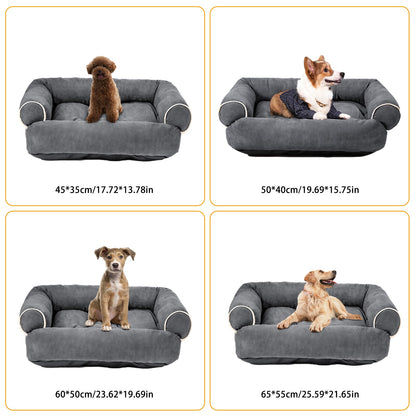 Orthopedic Dog Sofa Bed Washable and Non-Slip Dog Pet Lounge Sofa Sleeping Bed Pet Cushion 4 Sizes Gray Pets Couch Beds for Diff